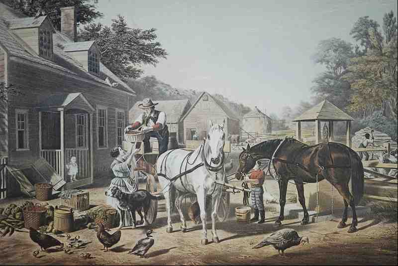 565083 Preparing For Market Nathaniel Currier A4 Photo Print
