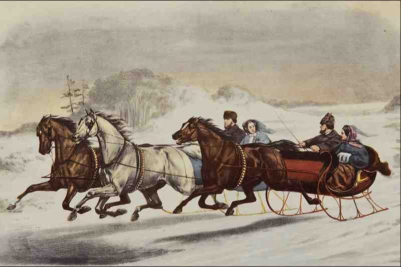 566071 The Sleigh Race Currier & Ives A4 Photo Print