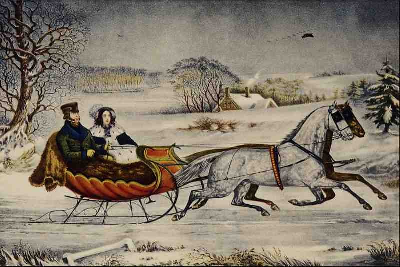 566072 The Road Winter Currier & Ives A4 Photo Print