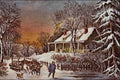 566080 Winter Night Currier & Ives A4 Photo Print