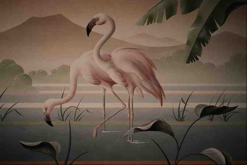 620001 Stylized Flamingos A4 Photo Print