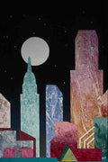 620025 Stylized Moon Over City A4 Photo Print