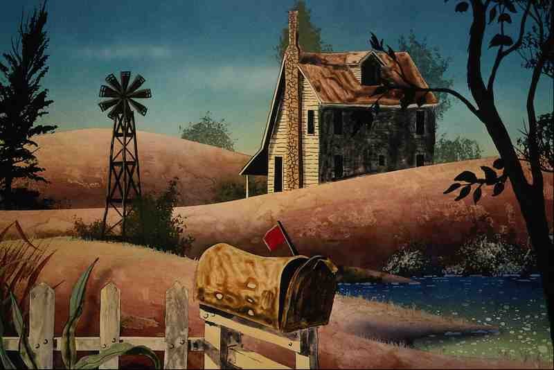 620052 Farm And Windmill A4 Photo Print