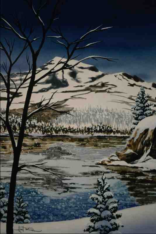 620068 Winter Lake Scene A4 Photo Print