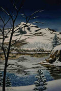 620068 Winter Lake Scene A4 Photo Print