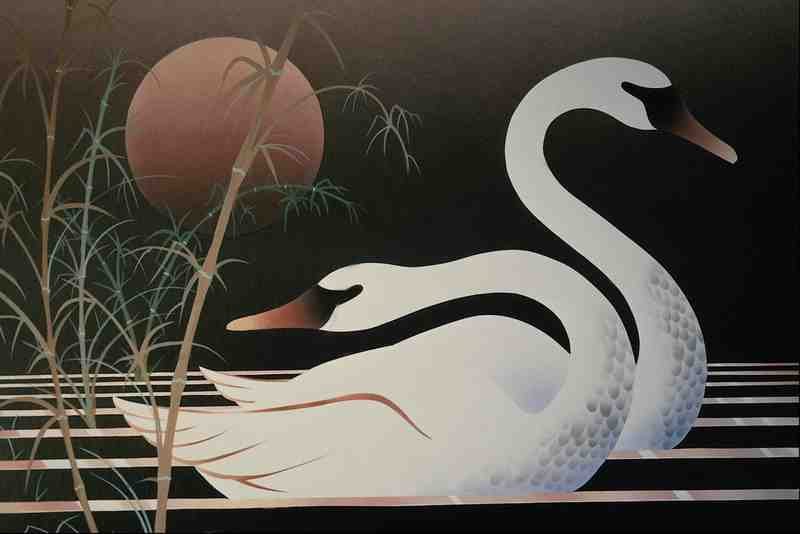620092 Graphic Swans A4 Photo Print