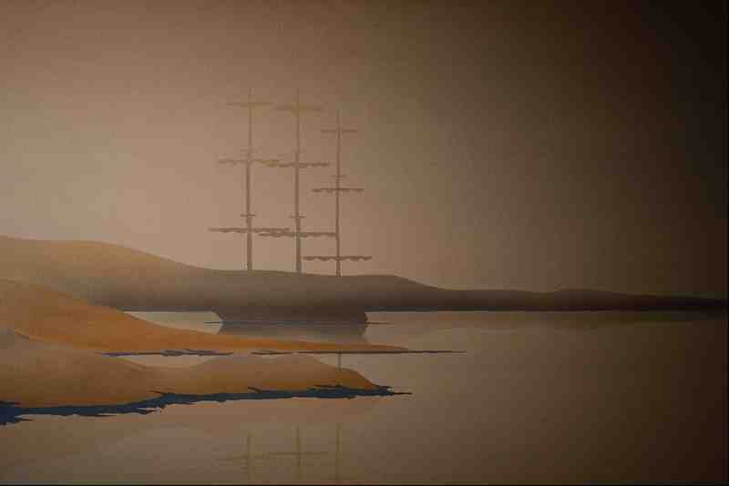 620093 Sailing Ship In Mist A4 Photo Print
