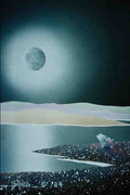 620098 Moon Over Surreal Lake A4 Photo Print