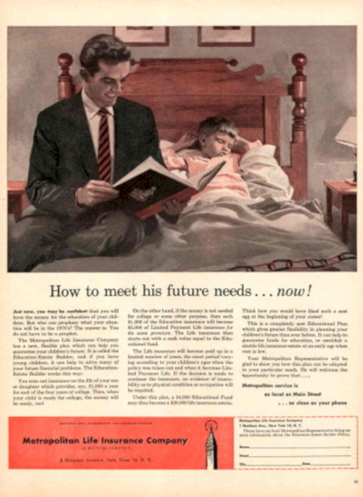 Metropolitan Life Family 1940s Vintage Retro Advert Poster