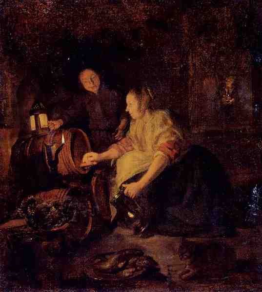 Metsu Gabriel A Woman Drawing Wine From A Barrel A4 Photo Print