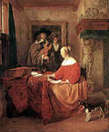 Metsu Gabriel A Woman Seated At A Table And A Man Tuning A Violin A4 Photo Print