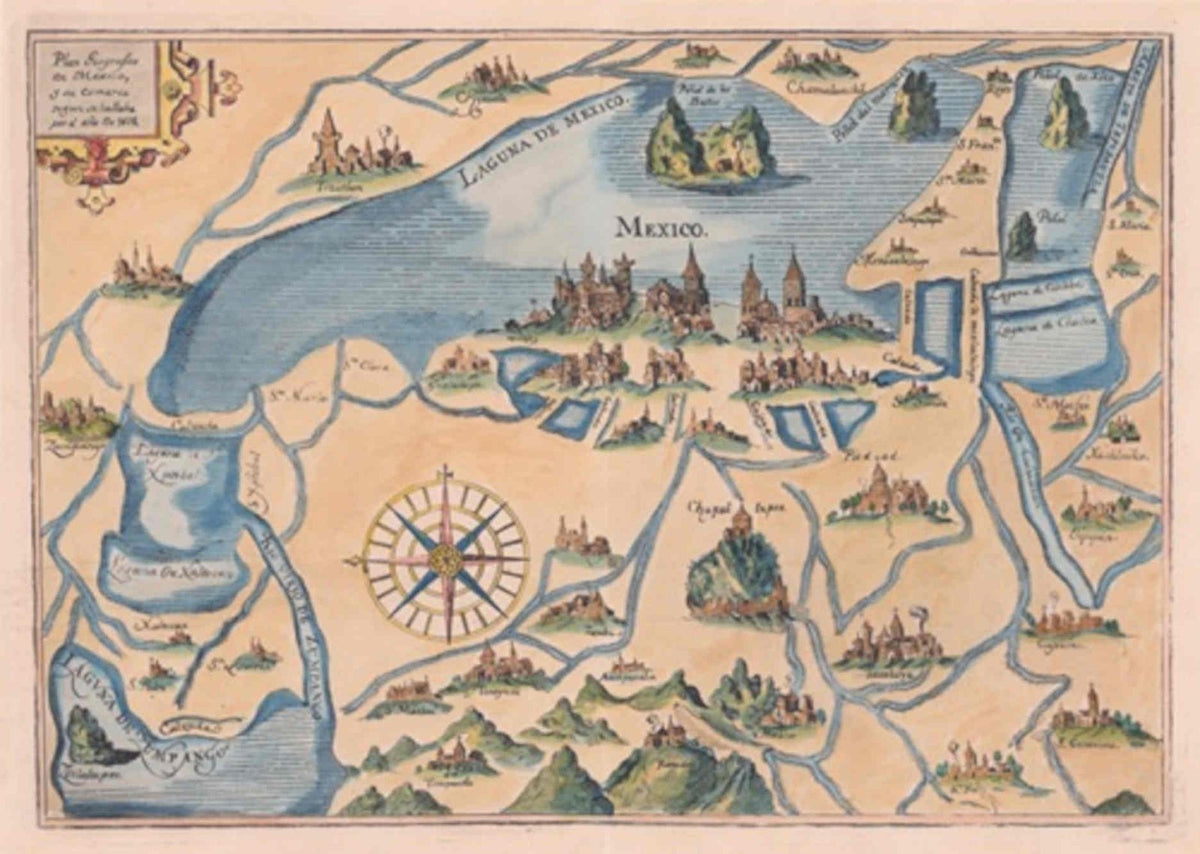 Mexico Map 1688 Vintage Retro Advert Poster