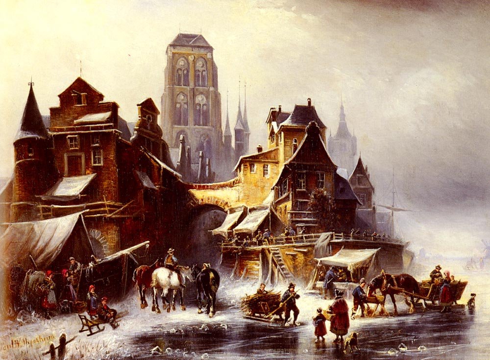Meyerheim Paul Wilhelm A View Of Danzig In Winter Art A4 Photo Print