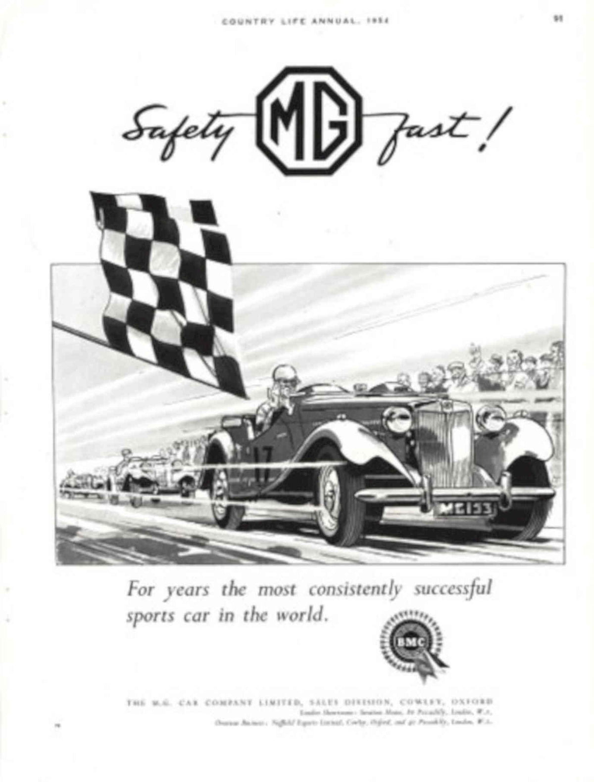 Mg Car 1934 1950s Vintage Retro Advert Poster