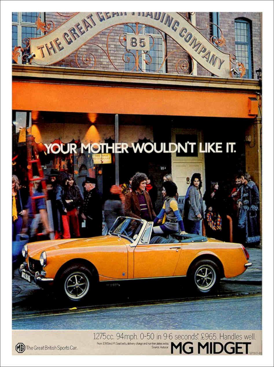 Mg Midget Car Great Gear Trading Company 1970s Vintage Retro Advert Poster A4 P