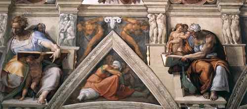 Michelangelo Ceiling of the Sistine Chapel detail3  A4 Photo Print