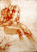 Michelangelo Michelangelo Male Nude Study (red chalk)  A4 Photo Print