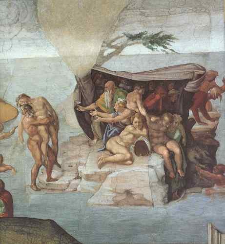 Michelangelo Michelangelo Sistine Chapel Ceiling Genesis Noah 7 9 The Flood right view  A4 Photo Print