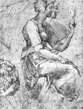 Michelangelo Michelangelo Study of a Seated Woman  A4 Photo Print
