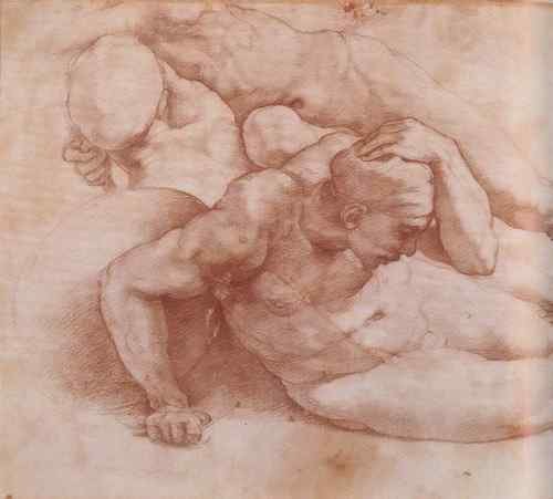 Michelangelo Michelangelo Two Figures (red chalk)  A4 Photo Print