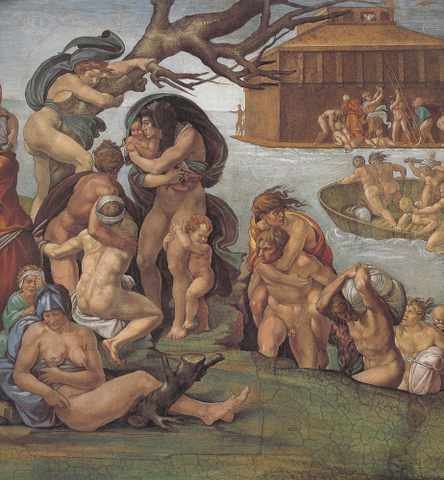 Michelangelo Sistine Chapel Ceiling Genesis Noah 7 9 The Flood Left View A4 Photo Print
