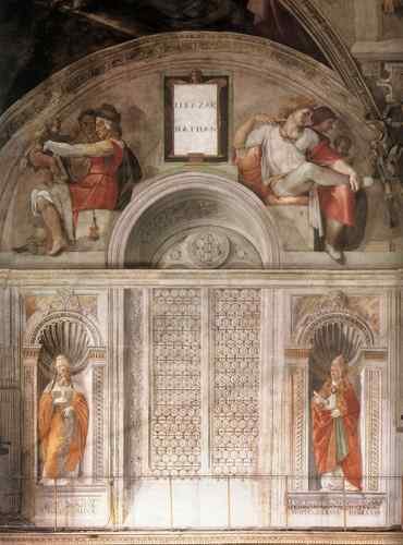 Michelangelo Sistine Chapel Lunette and Popes  A4 Photo Print