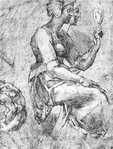 Michelangelo Study Of Seated Woman A4 Photo Print