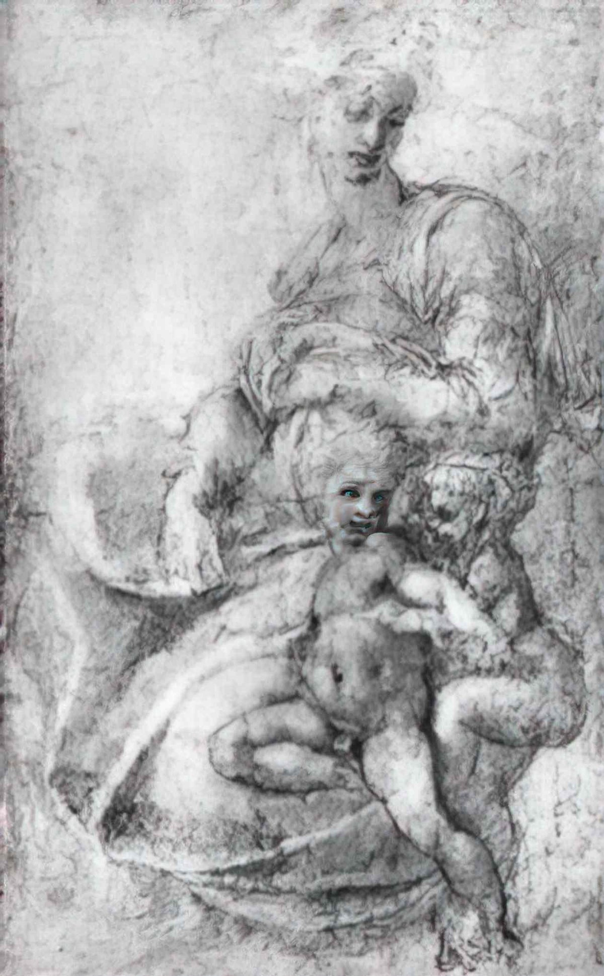 Michelangelo madonna child and st john the baptist Art A4 Photo Print