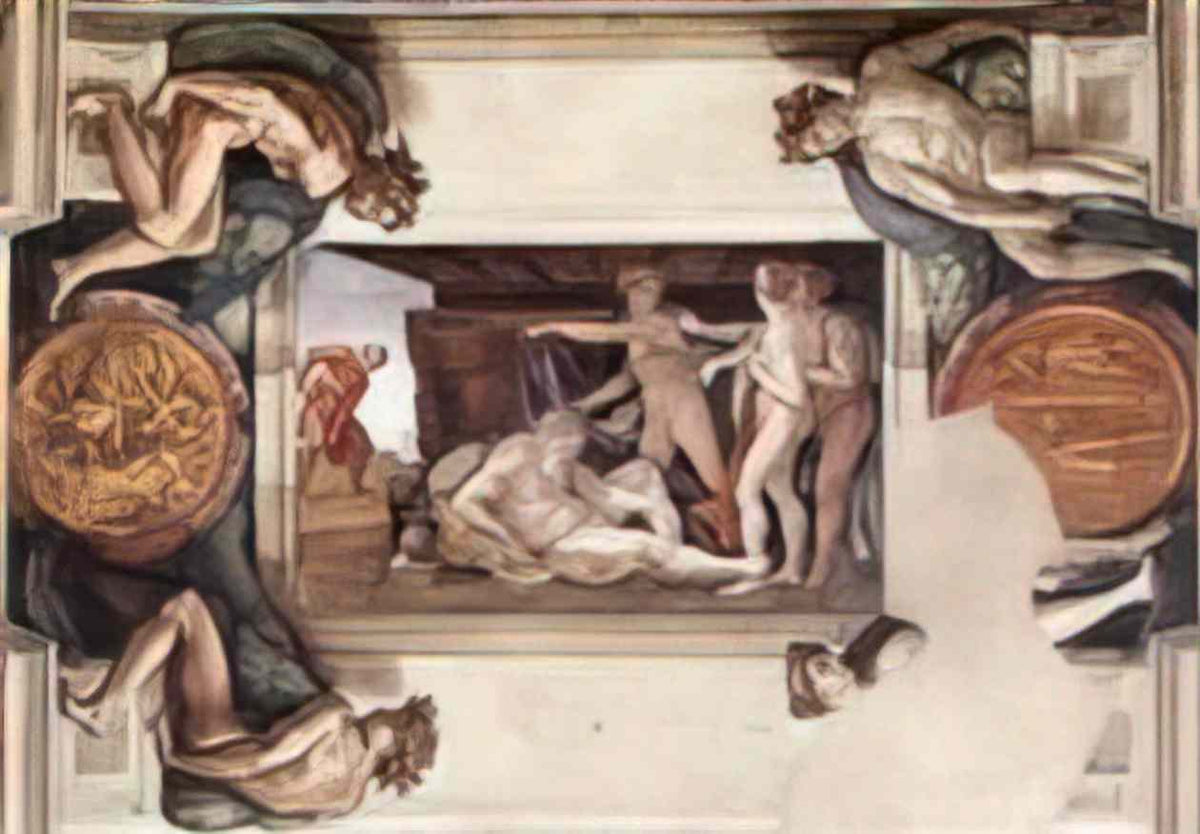 Michelangelo sistine chapel ceiling drunkenness of noah 1509 Art A4 Photo Print