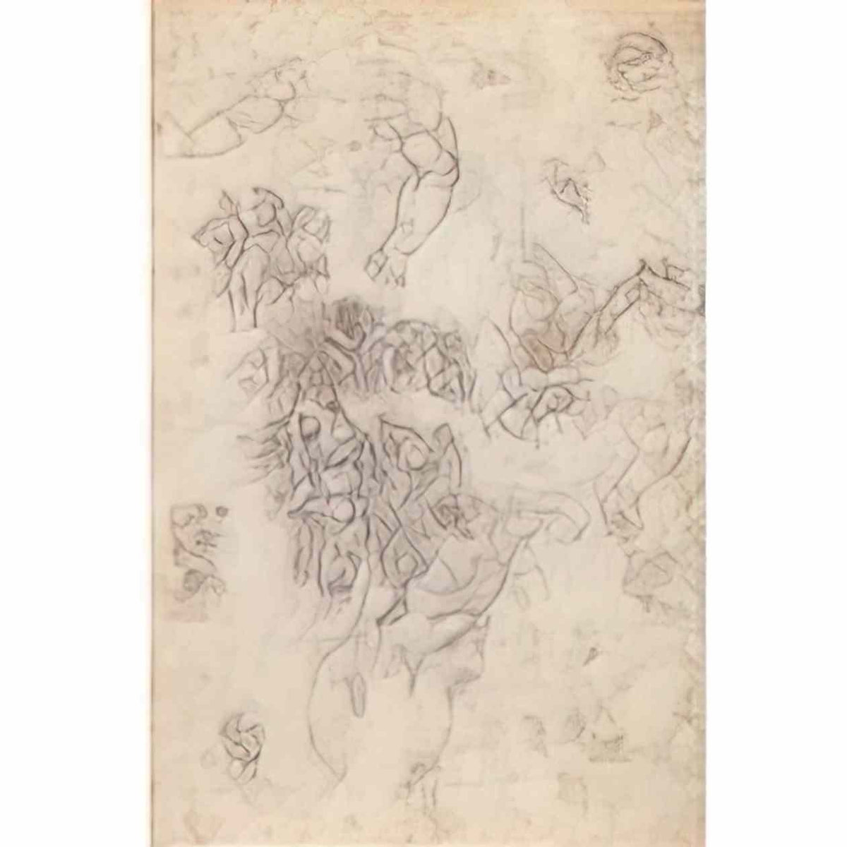 Michelangelo studies for the last judgement Art A4 Photo Print