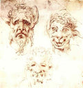 Michelangelo studies of grotesques 1530 Art A4 Photo Print