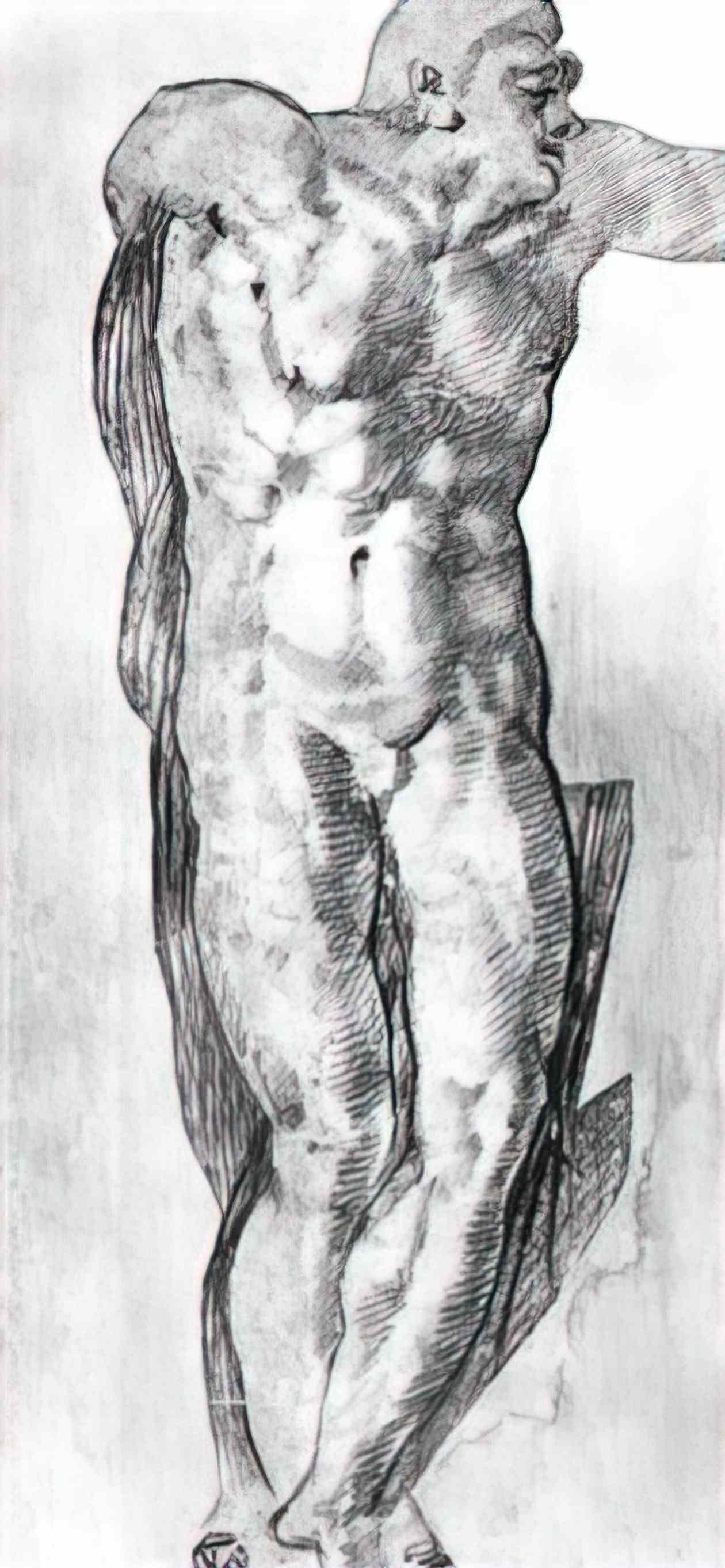 Michelangelo study of a nude man Art A4 Photo Print