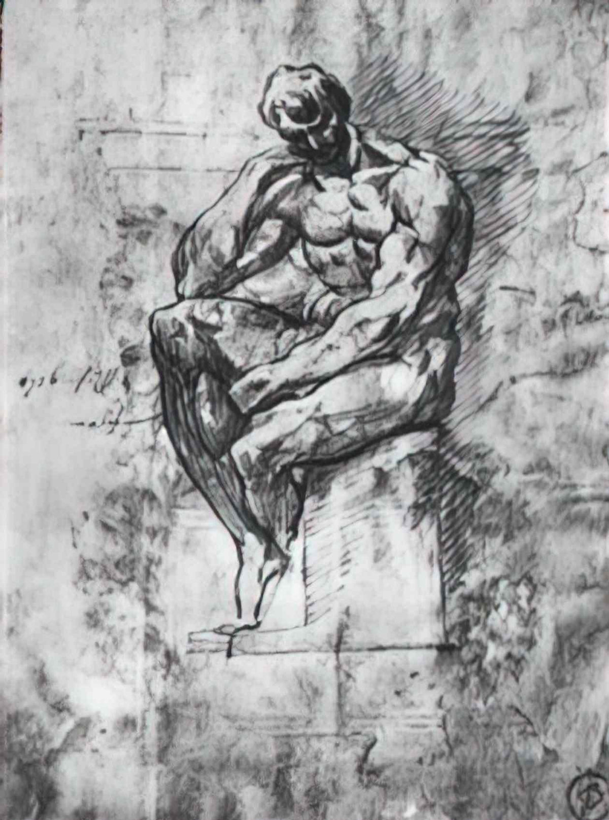 Michelangelo study of nude man Art A4 Photo Print
