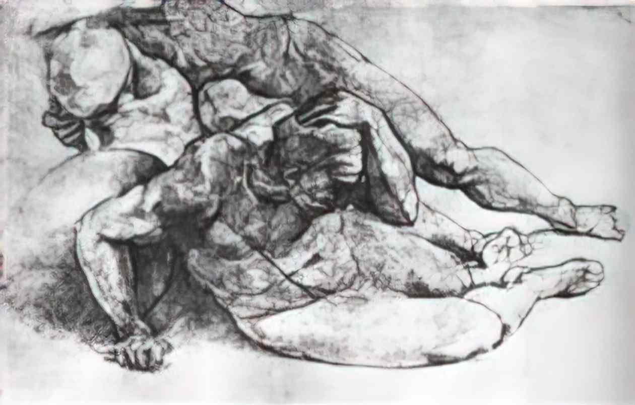 Michelangelo study of three male figures after raphael Art A4 Photo Print