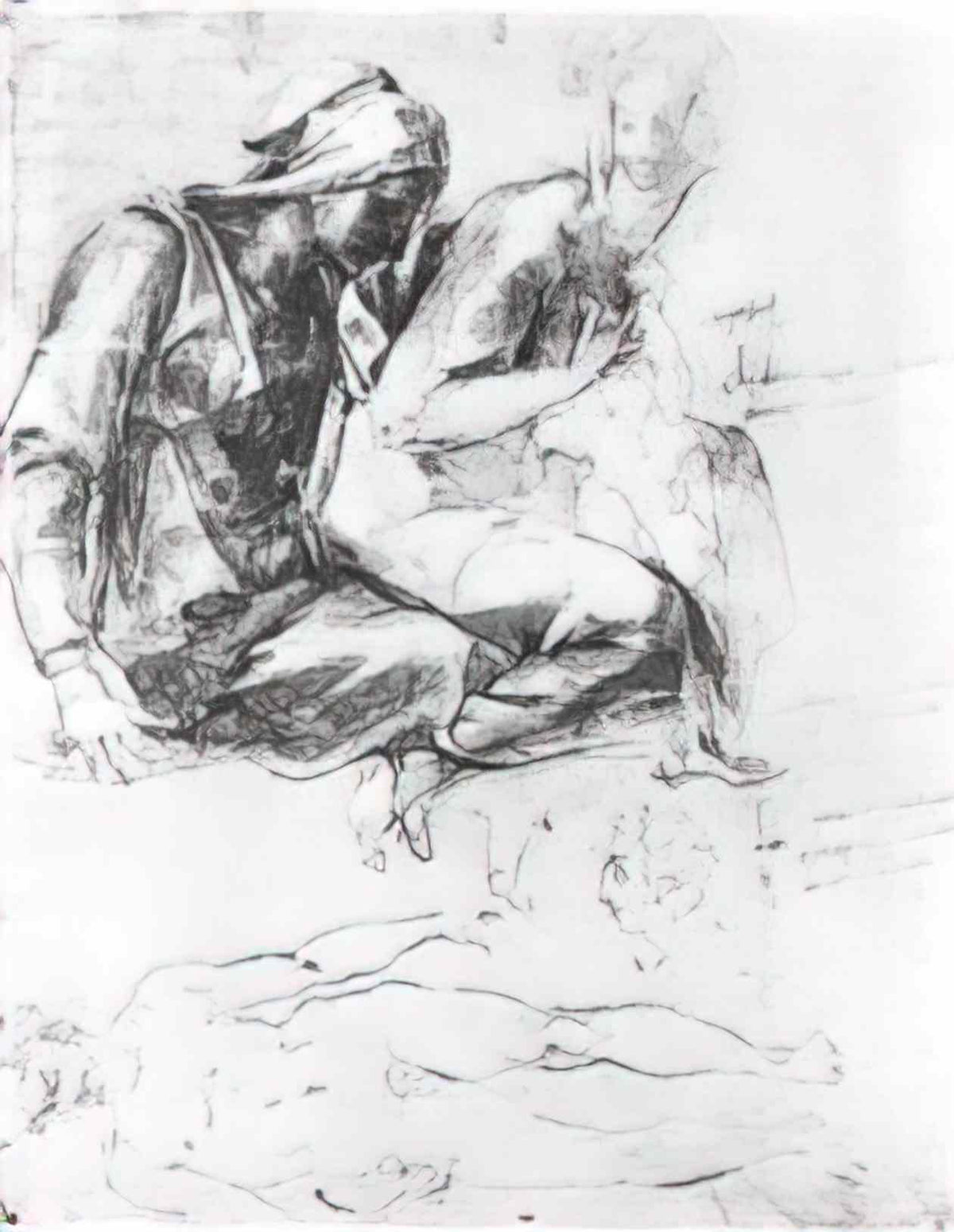 Michelangelo study to madonna and child with st john the baptist Art A4 Photo Print