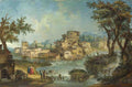 Michele Marieschi Buildings and Figures near a River with Rapids A4 Photo Print