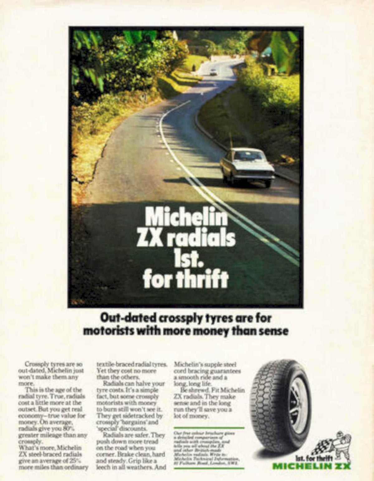 Michelin Zx Tires Vintage Retro Advert Poster A4 Photo Print