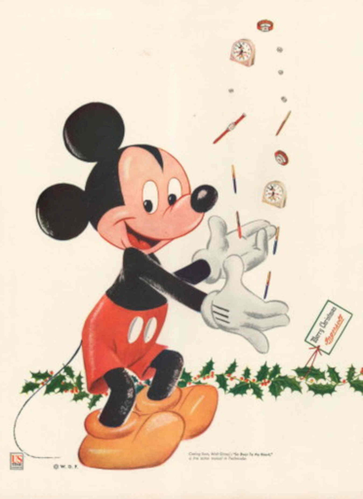 Mickey Christmas Club 1940s Vintage Retro Advert Poster