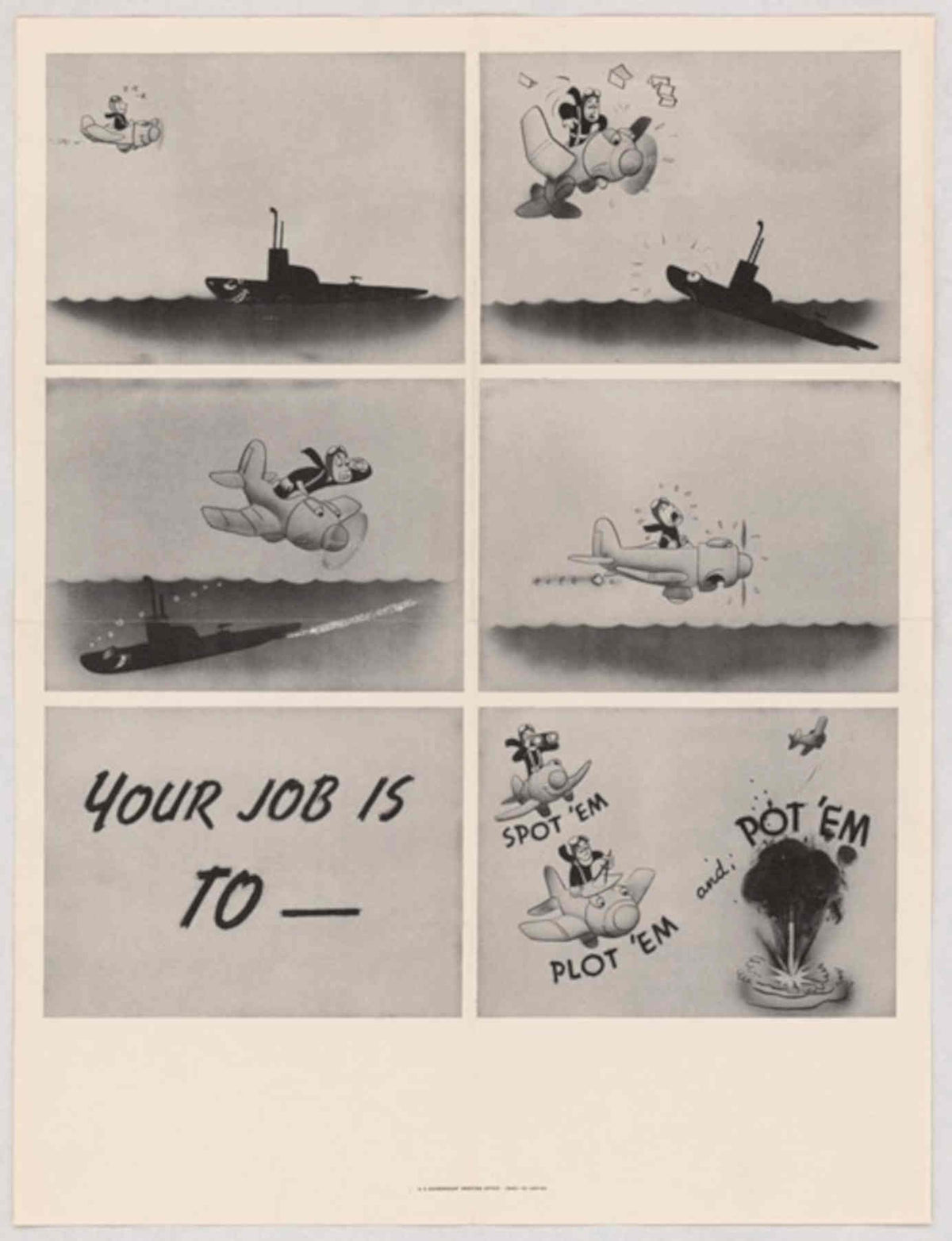 Mickey Mouse Submarine American World War II Advert Poster