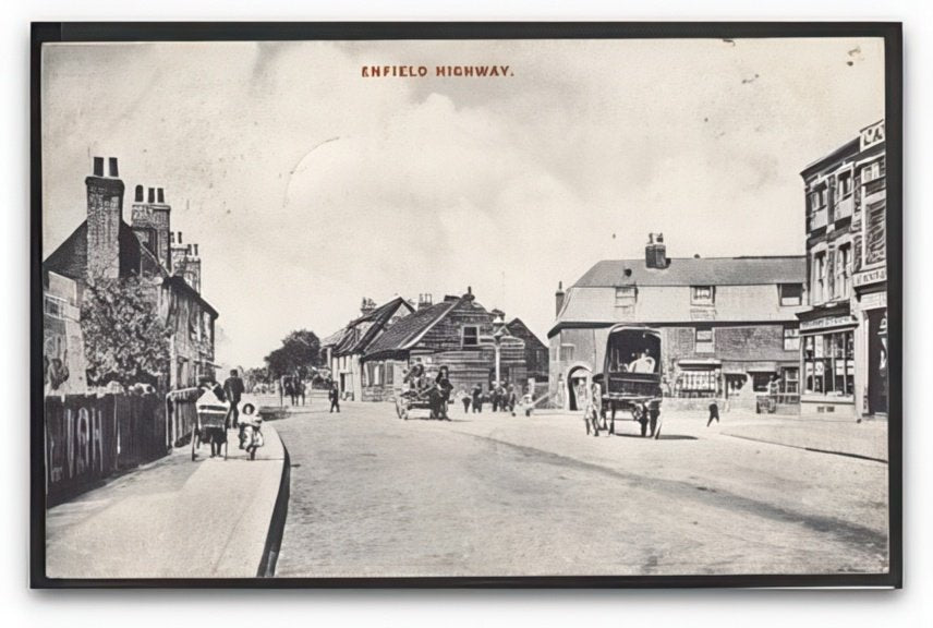 Middlesex Enfield Highway Horse Carts Lady & Pram & Small Girl Vintage A4 Photo Print