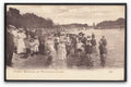 Middlesex Hampton Court River Thames Mixed Bathing Children Paddling Printed Crd Vintage A4 Photo Print