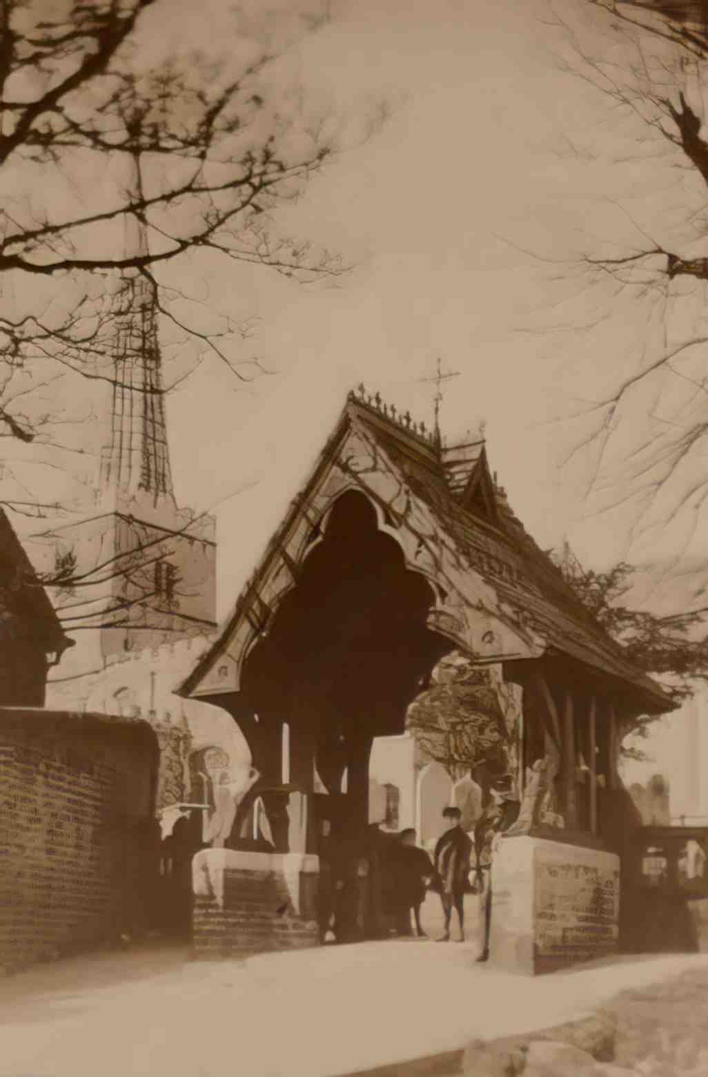 Middlesex Harrow Church Children under the Lych Gate Vintage A4 Photo Print
