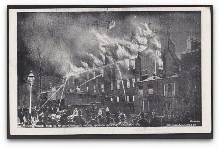 Middlesex Harrowonthehill School Fire 1908 Mr Somerwelles House Vintage A4 Photo Print