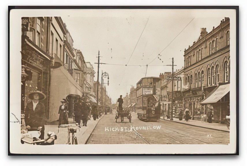 Middlesex Hounslow High Street No38 Tram To Chiswick Empire Vintage A4 Photo Print