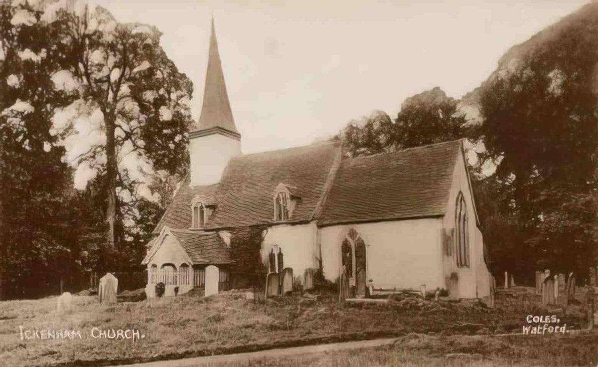 Middlesex Ickenham St Giles Church bw Vintage A4 Photo Print