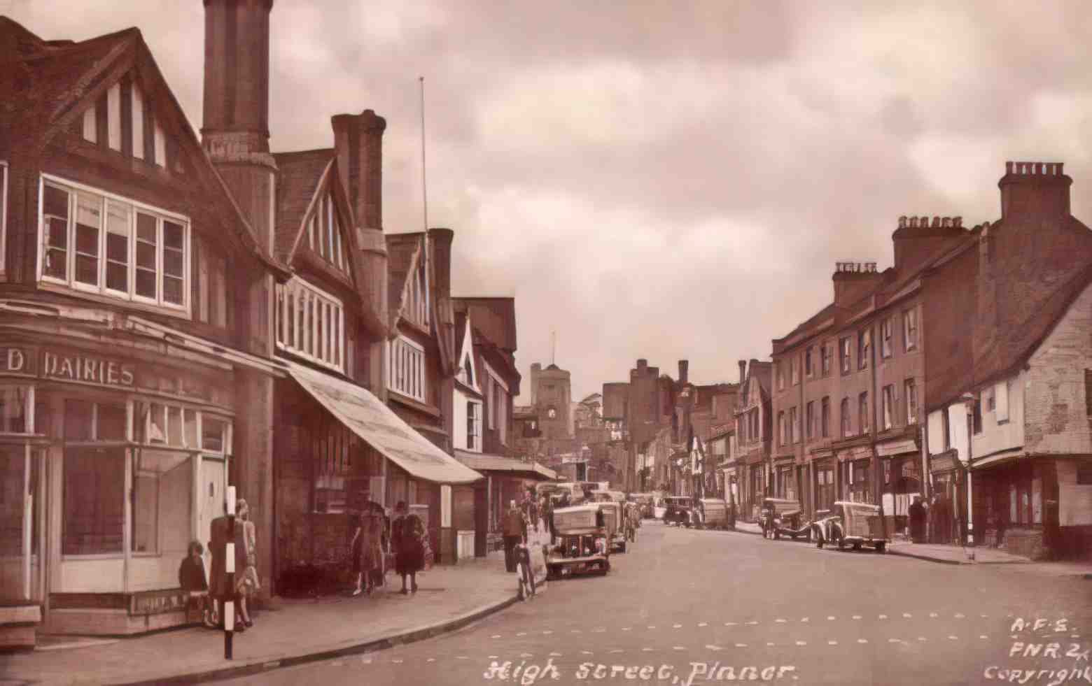 Middlesex Pinner High Street 1950s Vintage A4 Photo Print