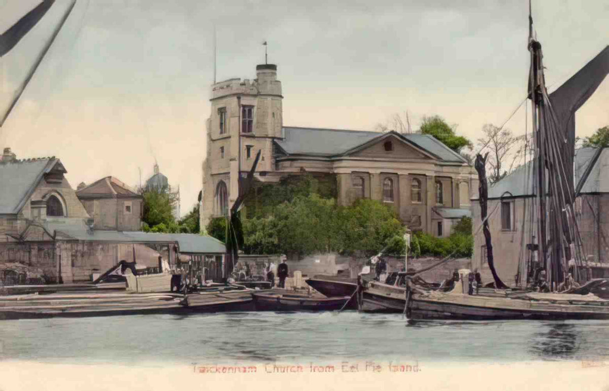 Middlesex Twickenham Twickenham Church from Eel Pie Island Vintage A4 Photo Print