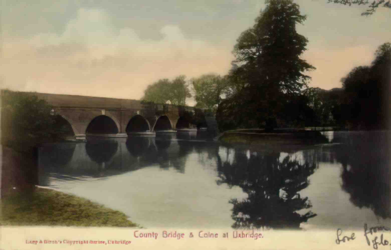 Middlesex Uxbridge County Bridge and River Colne Vintage A4 Photo Print