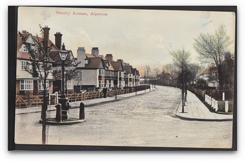 Middlesex Wembley Alperton Stanley Avenue Junction Signpost To Ealing Vintage A4 Photo Print