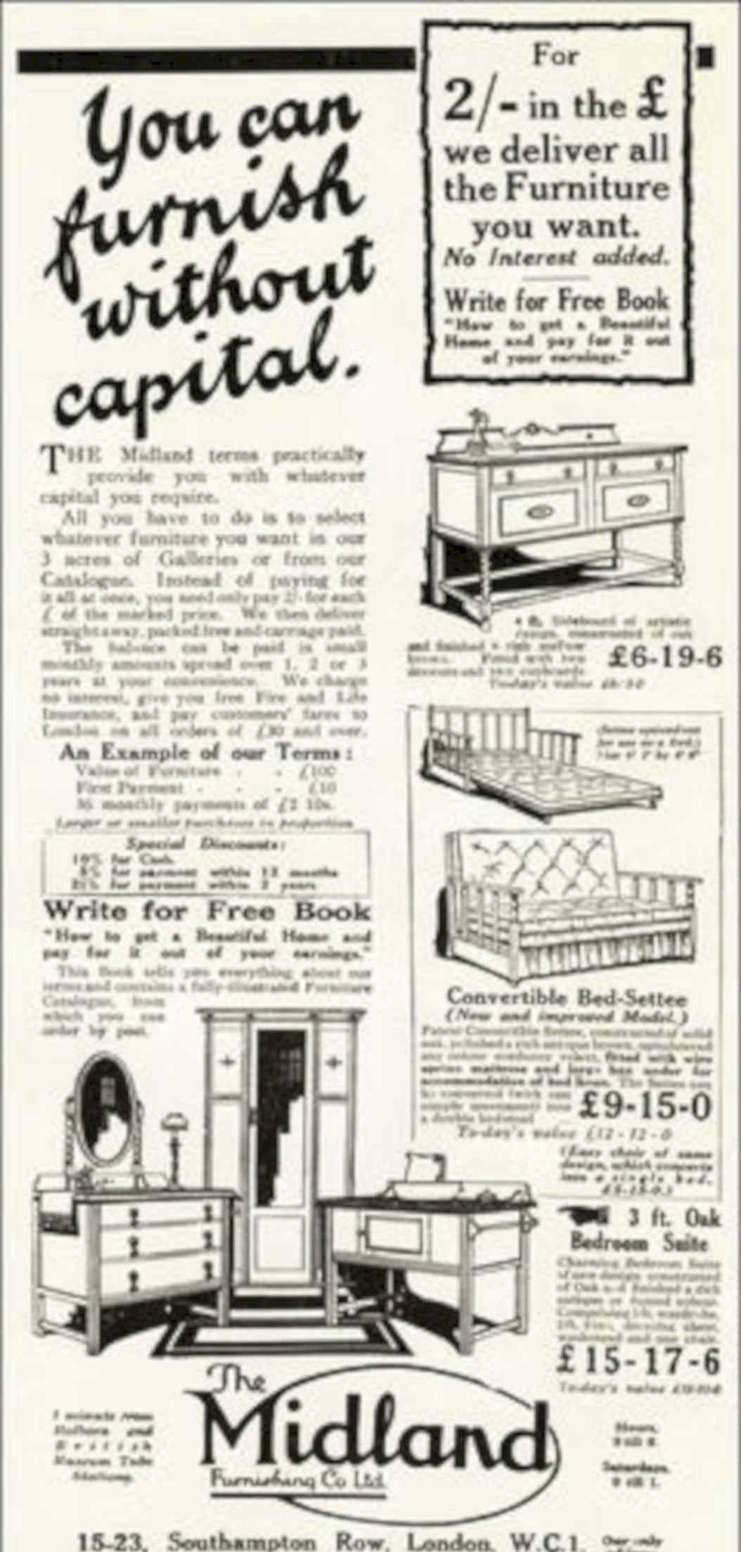 Midland Furniture Sets Vintage Retro Advert Poster A4 Photo Print